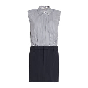 Simkhai Striped Blue Graham Shirting Combo Dress Size 6