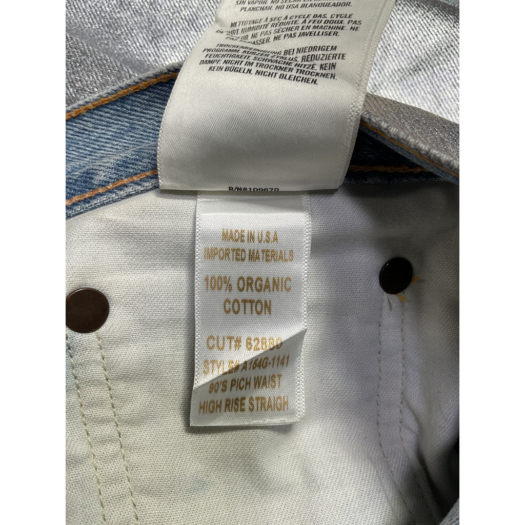 Agolde 90S Pinch Silver Cotton Metallic-Coated Straight-Leg Denim Jeans Size 31