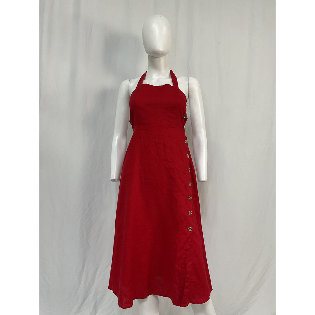 Reformation 'Mar' Red Linen Midi Dress Size 0