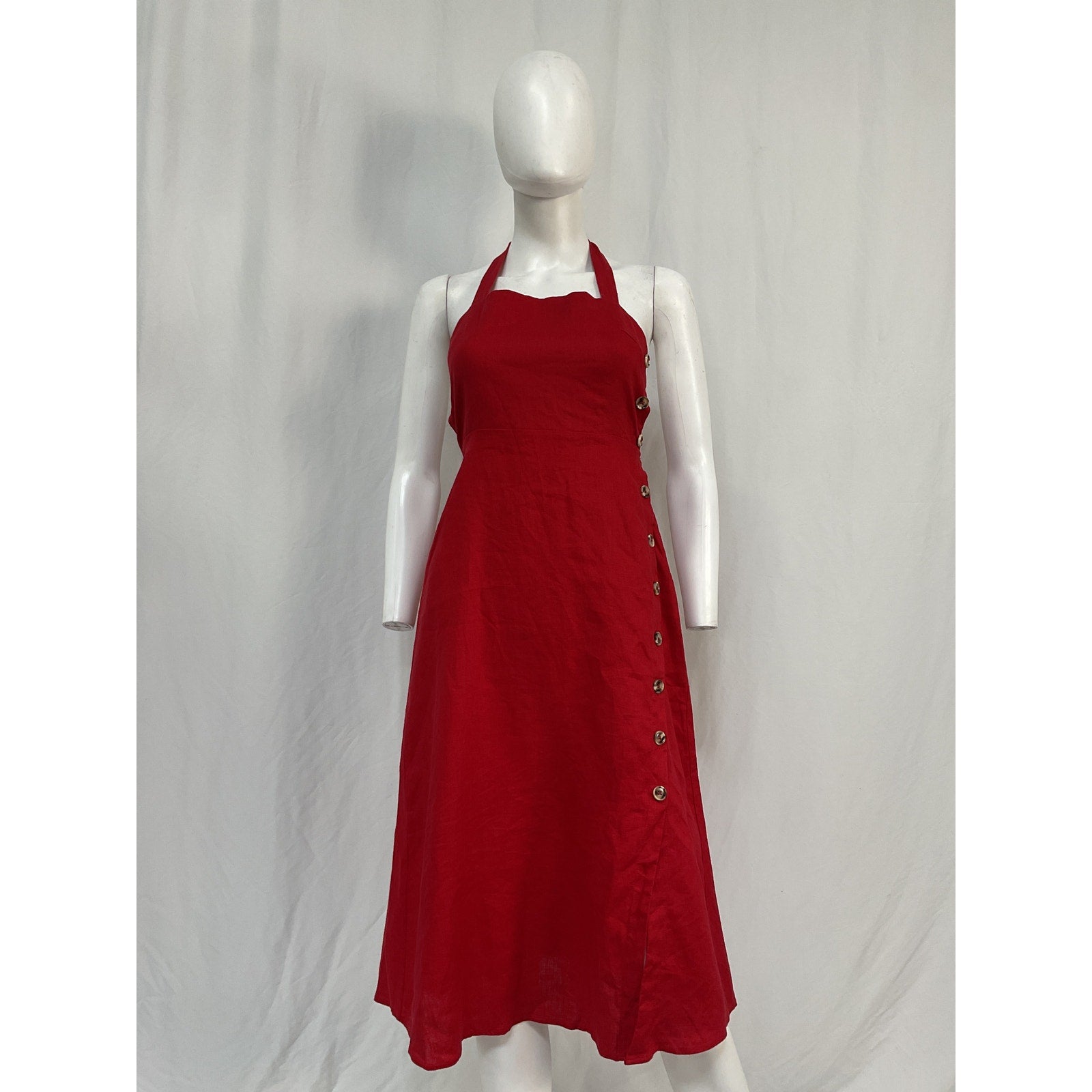 Reformation 'Mar' Red Linen Midi Dress Size 0