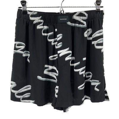 Balenciaga Logo Black Scribble Pajama Shorts Size 34 EU / US XS