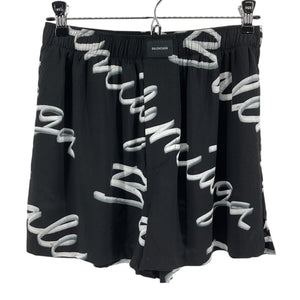 Balenciaga Logo Black Scribble Pajama Shorts Size 34 EU / US XS