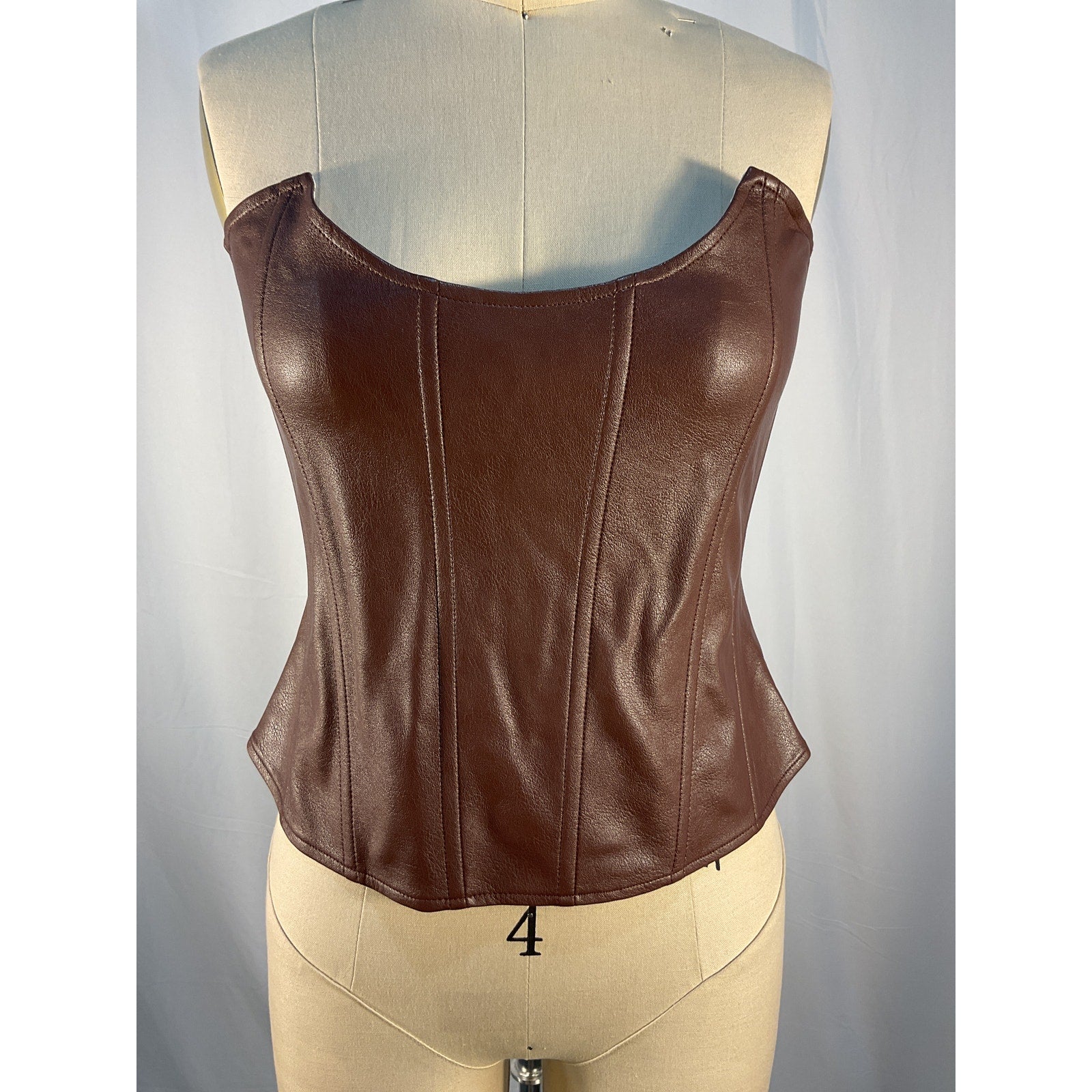 Miaou 'Leia' Brown Polyurethane Corset Top Size M - NWT