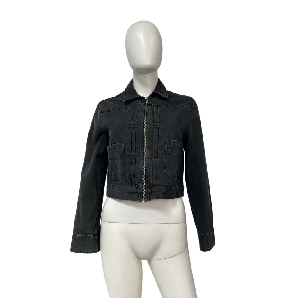 Alex Mill 'Shrunken' Black Cotton Zip Jacket Size S