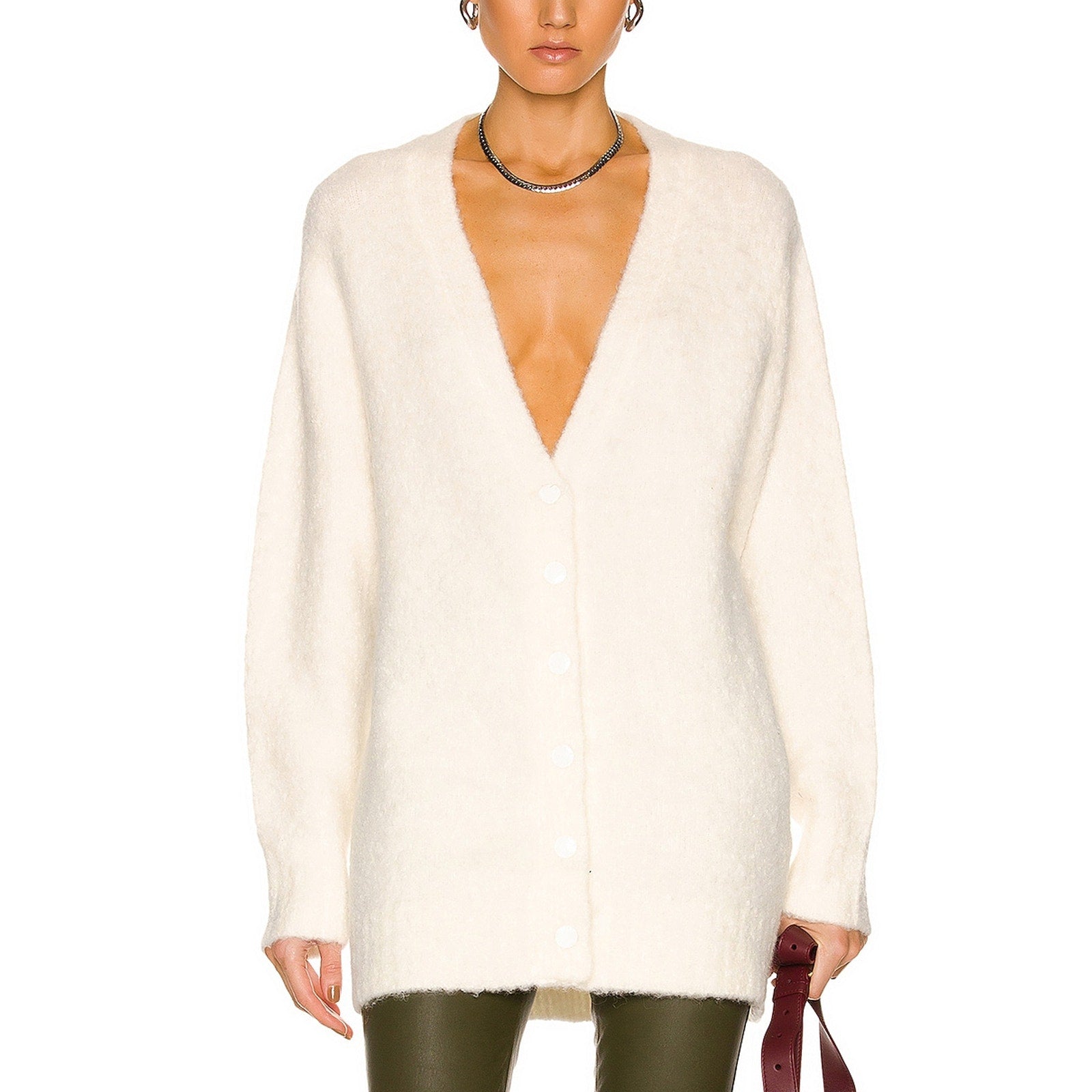 Shoreditch Ski 'Club' White Roxy Long Cardigan Size S