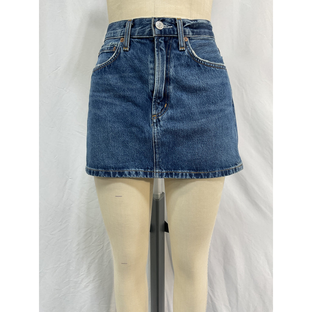 Agolde 'Liv' Blue Cotton Mini Skirt Size 26