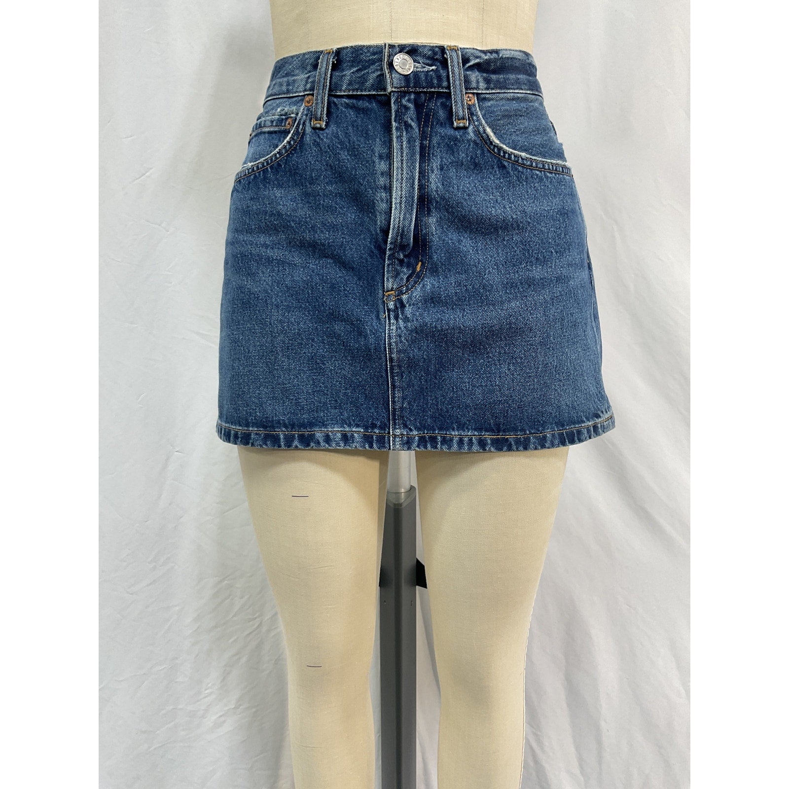 Agolde 'Liv' Blue Cotton Mini Skirt Size 26