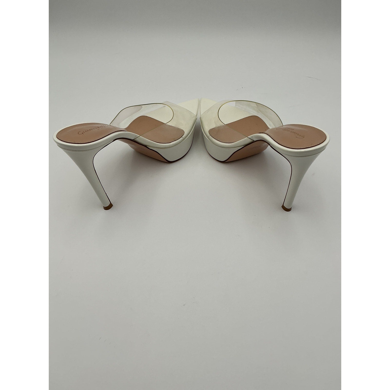 Gianvito Rossi 'Pvc' White Leather Slides Size 5