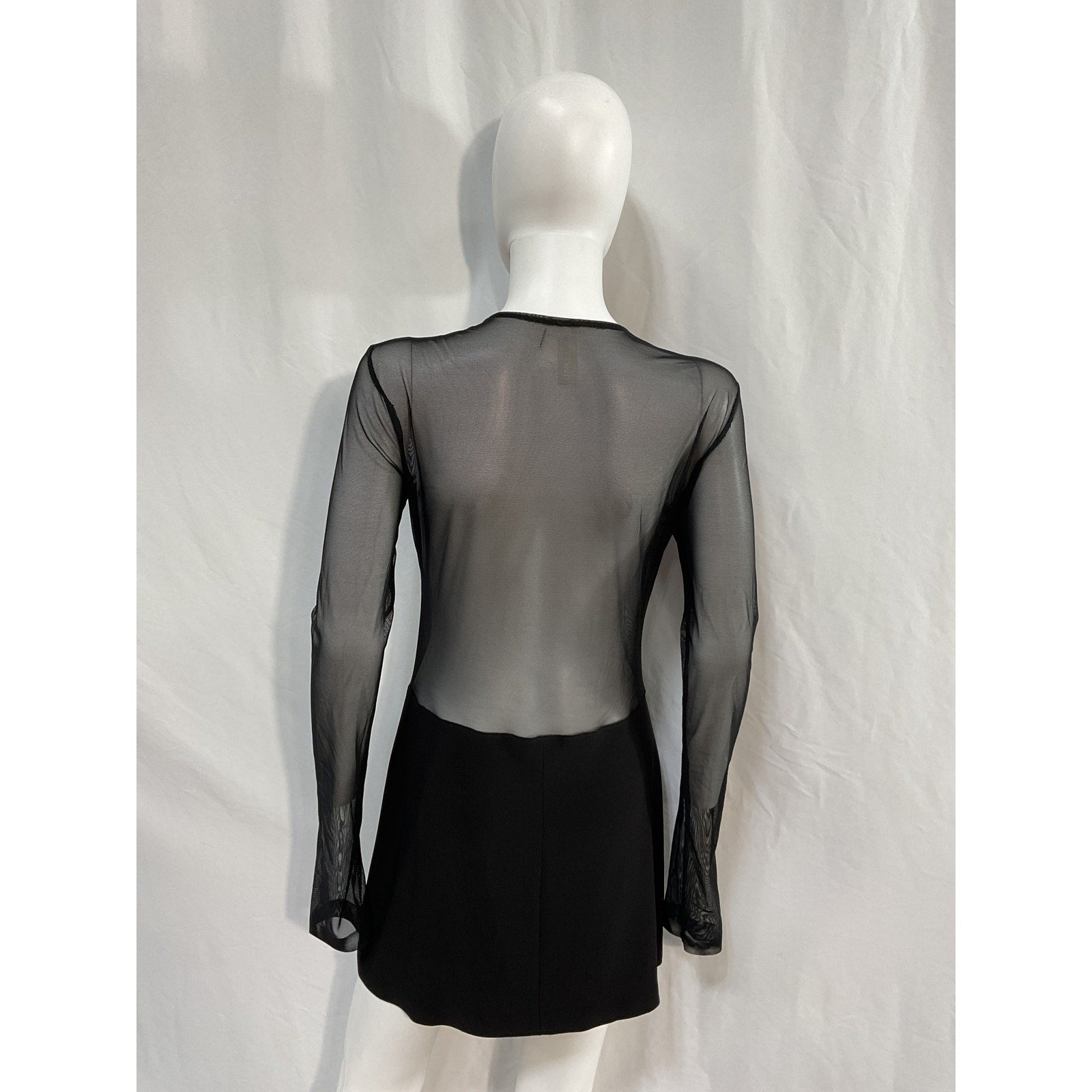 Norma Kamali Dot Dash Black Polyester Mini Dress Size M