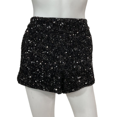 Alice + Olivia Sequined Black Hera Shorts Size 10