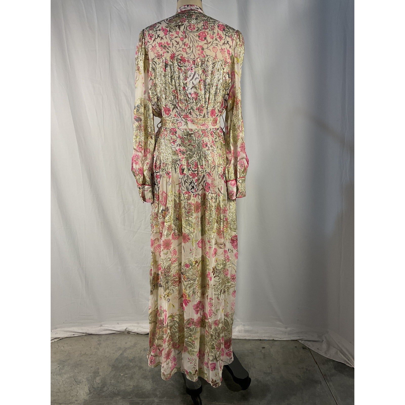 Hemant And Nandita 'Tara' Pink Georgette Shirt Dress Size XS - NWT