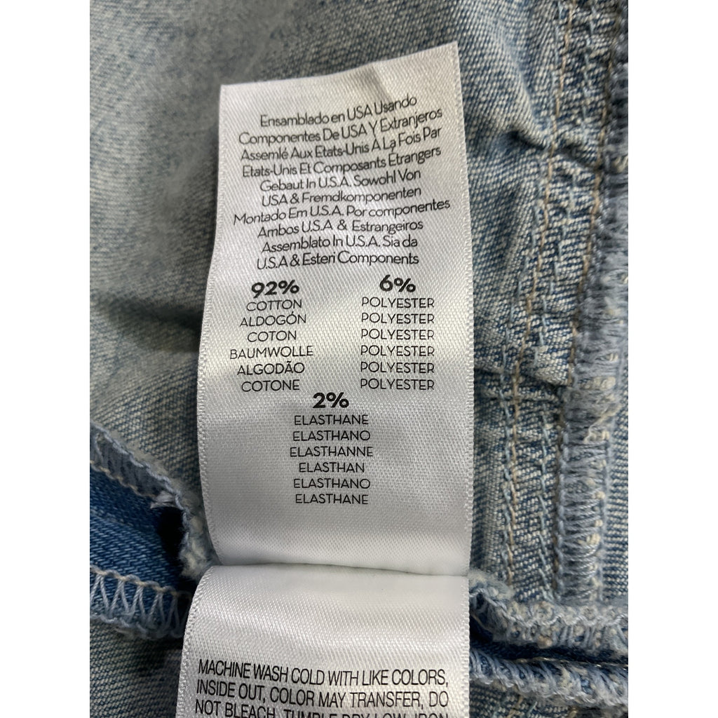 Mother 'The Ruffle' Blue Cotton Mini Raw Edge Skirt Size 27