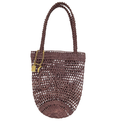 Chloé Woven Kohl Brown Summer Banana Tote Bag Size Small