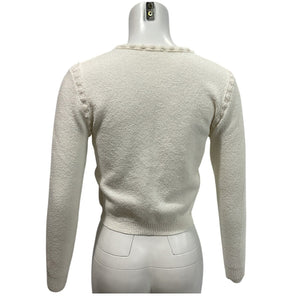 Line & Dot Textured Ivory Corey Cardigan Size XS