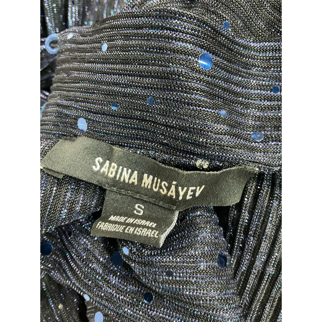 Sabina Musayev 'Sunrise' Navy Sequin Embellished Dress Size S