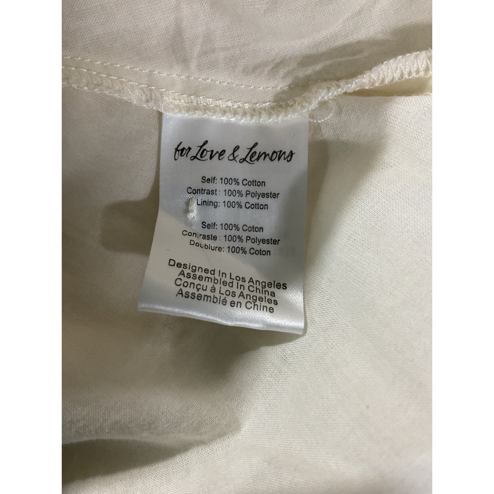 For Love & Lemons 'Sora' White Cotton Mini Dress Size S