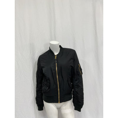 Alpha Industries Ma-1 W Black Nylon Bomber Jacket Size XS