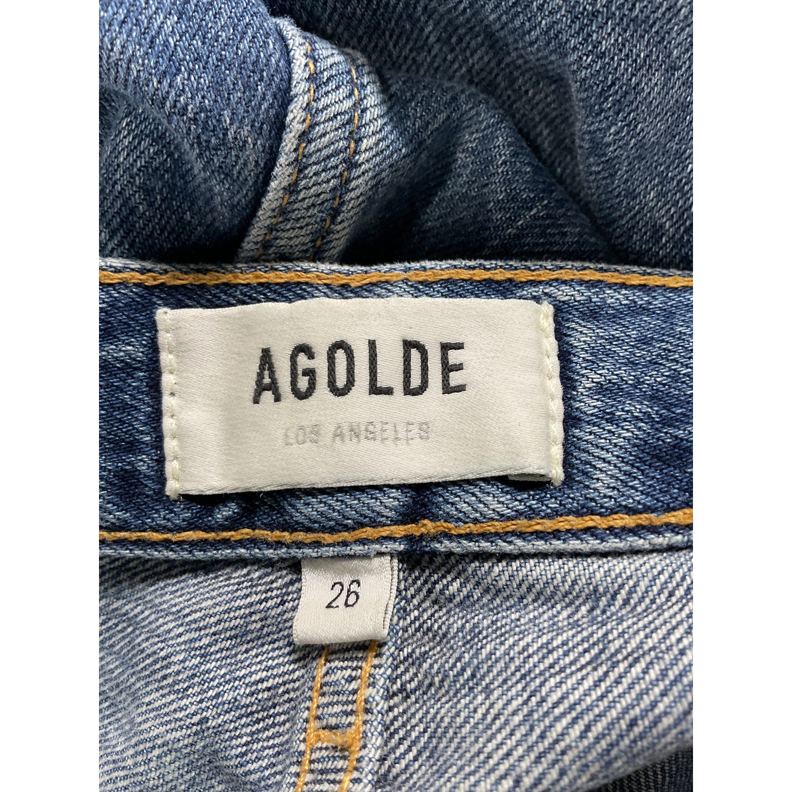 Agolde 'Riley' Blue High Rise Straight Crop Denim Jean Size 25