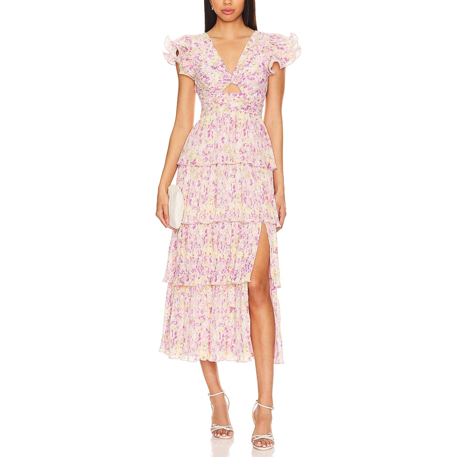 Astr The Label 'Emporia' Pink Keyhole Cut Out Georgette Dress Size S