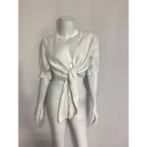 Faithfull The Brand 'Jamais' White Wrap Top Size S