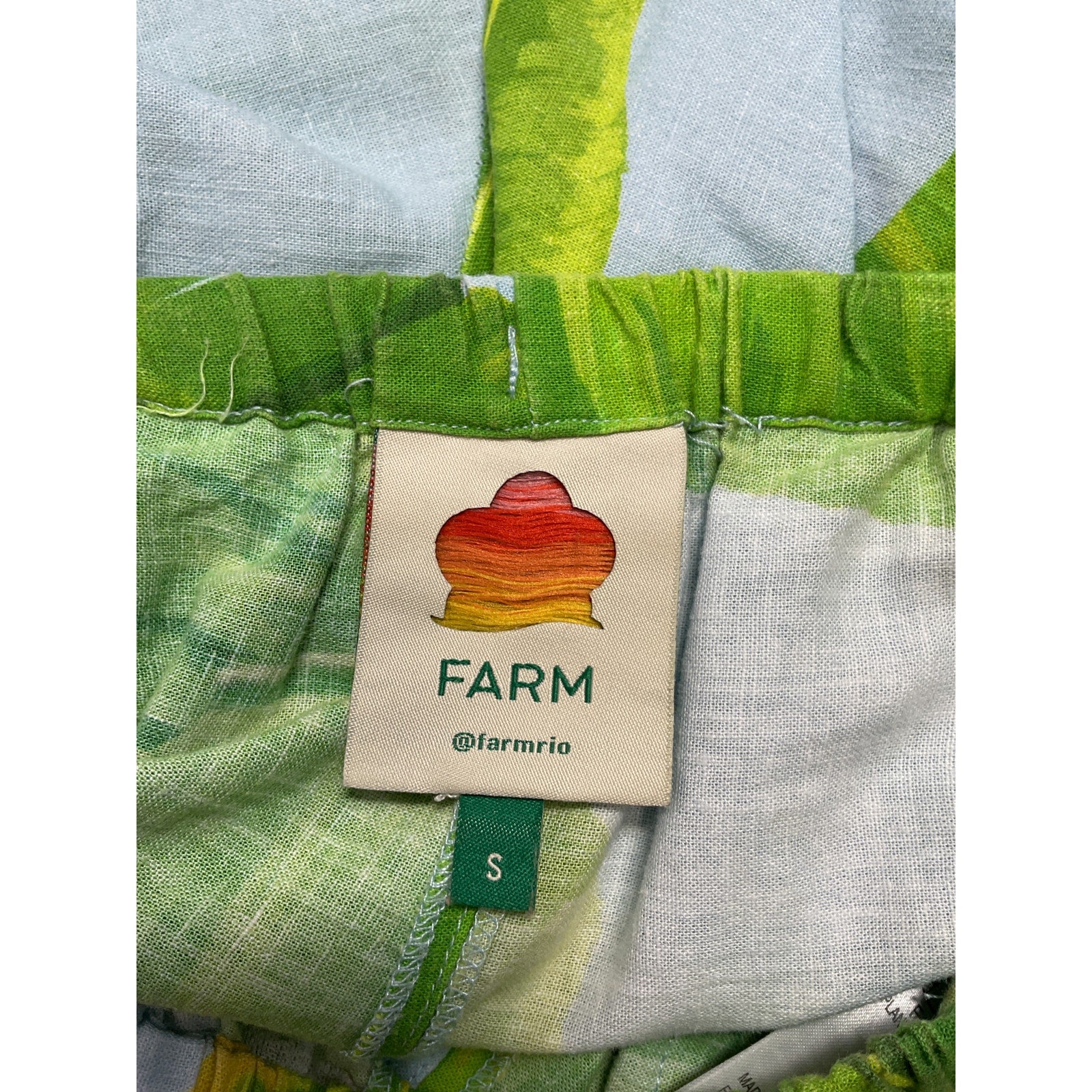 Farm Rio Fresh Green Linen Bananas Pants Size S