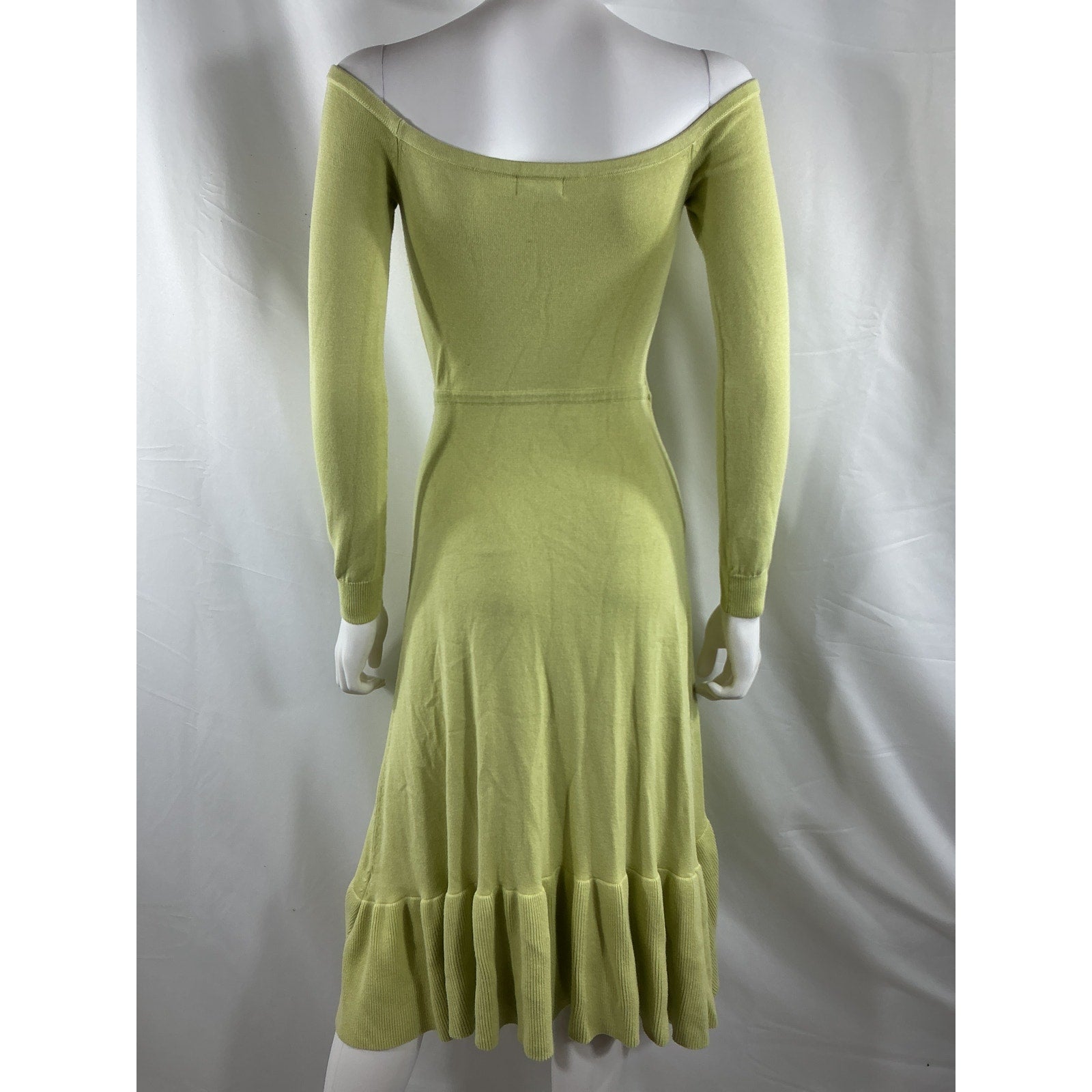 Lpa Aarika Off Shoulder Green Viscose Midi Dress Size S