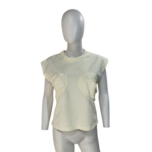 Marc Jacobs Structured Cream Seamed Up T-Shirt Size L
