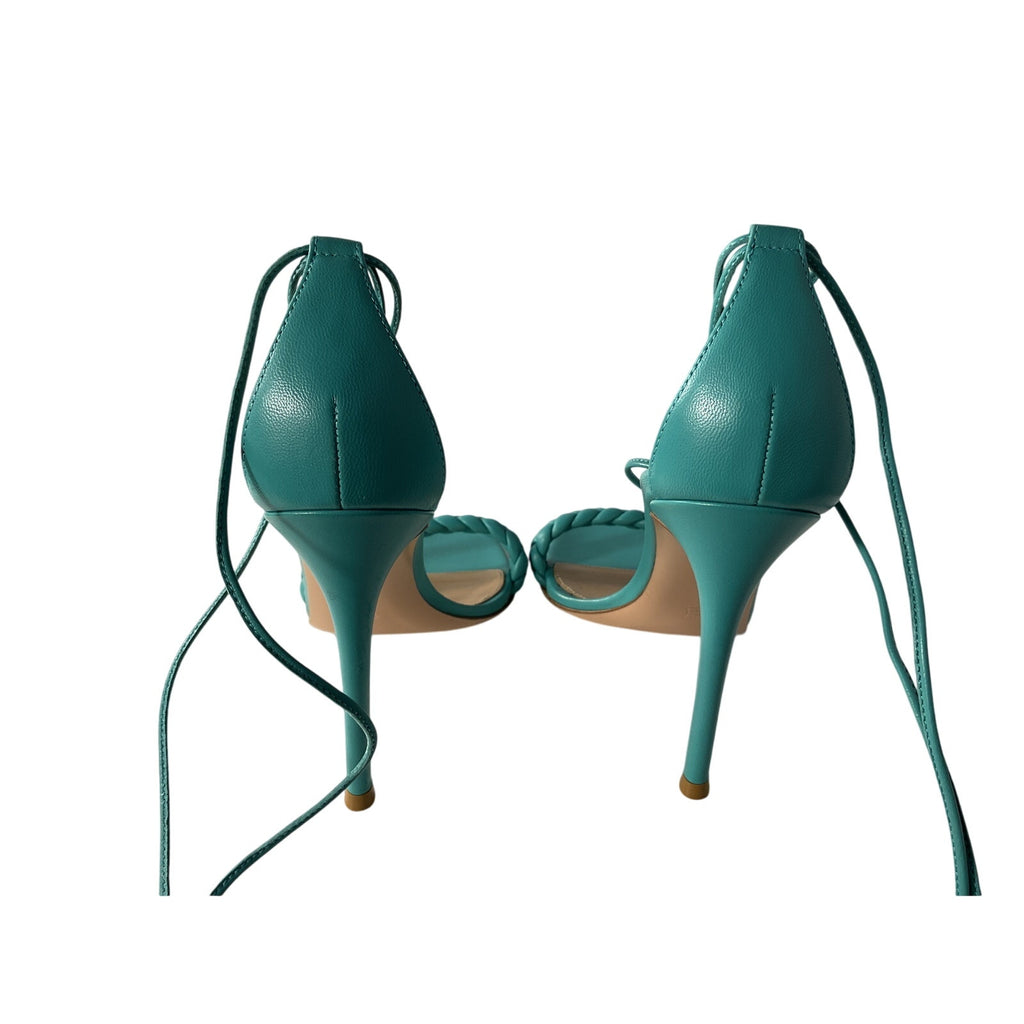 Gianvito Rossi 'S21' Green 105Mm Braided Front Ankl Heel Size 8.5