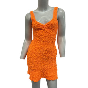 Loveshackfancy Crinkled Orange Bartlette Mini Dress Size XS