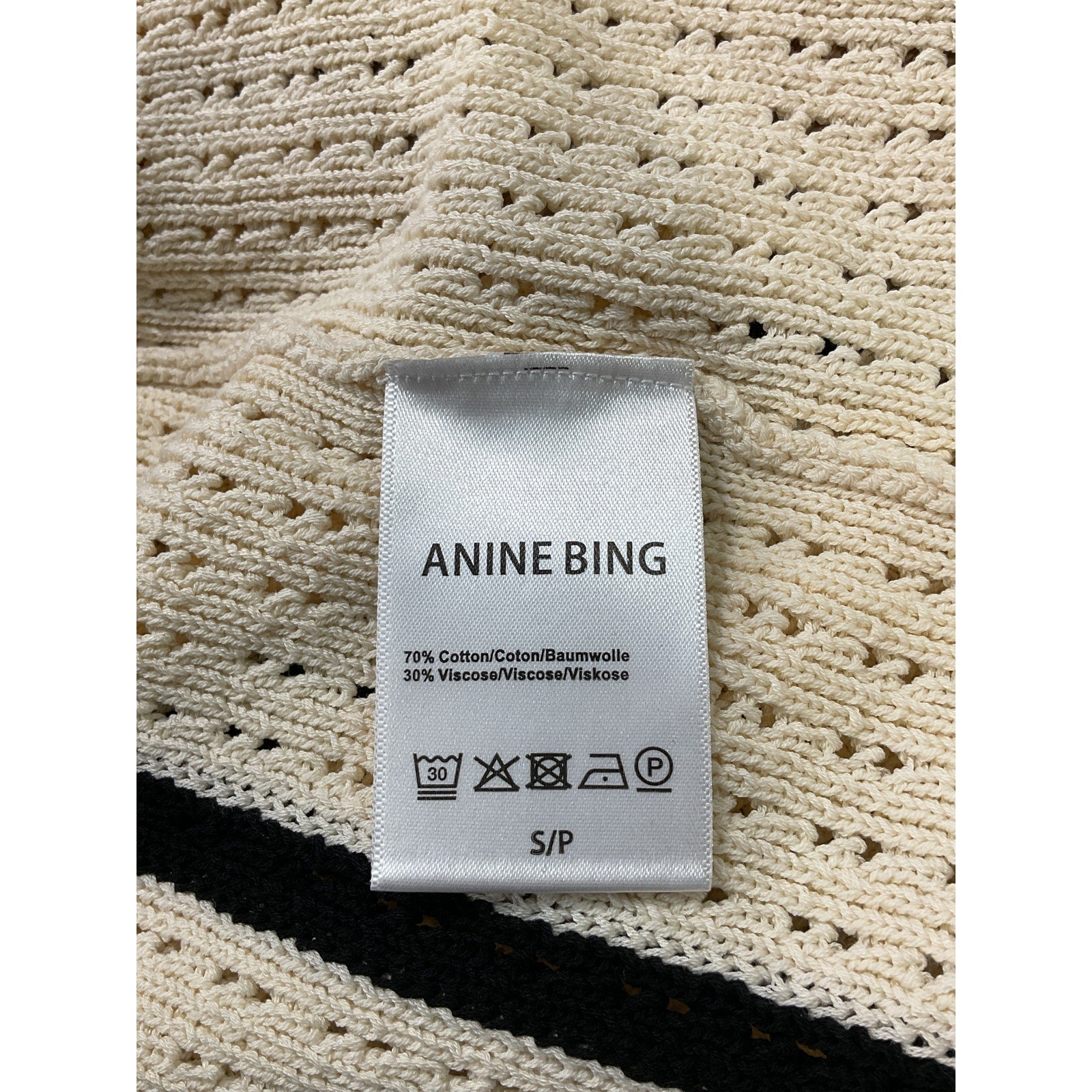 Anine Bing 'Alexis' Whit Stripe Short Sleeve Sweater Size S