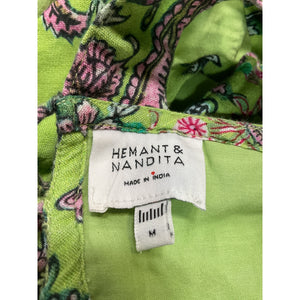 Hemant And Nandita Printed Leaf Green Rôhea Mini Dress Size M