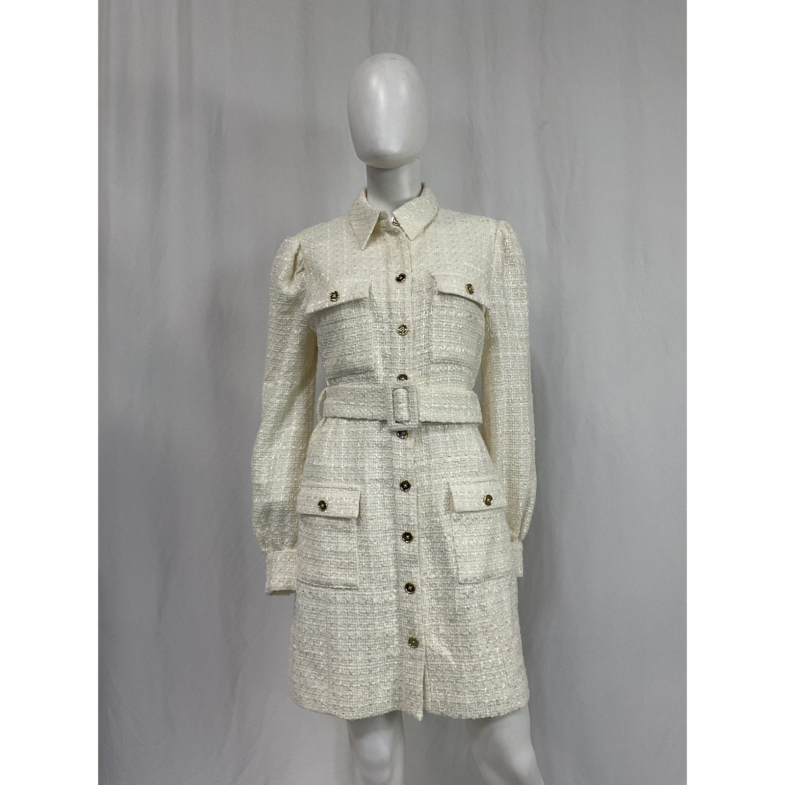 Sau Lee 'Aubrie' Ivory Poly Tweed Mini Dress Size 10 - NWT