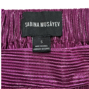 Sabina Musayev Pleated Shiny Fuchsia Tom Pants Size S