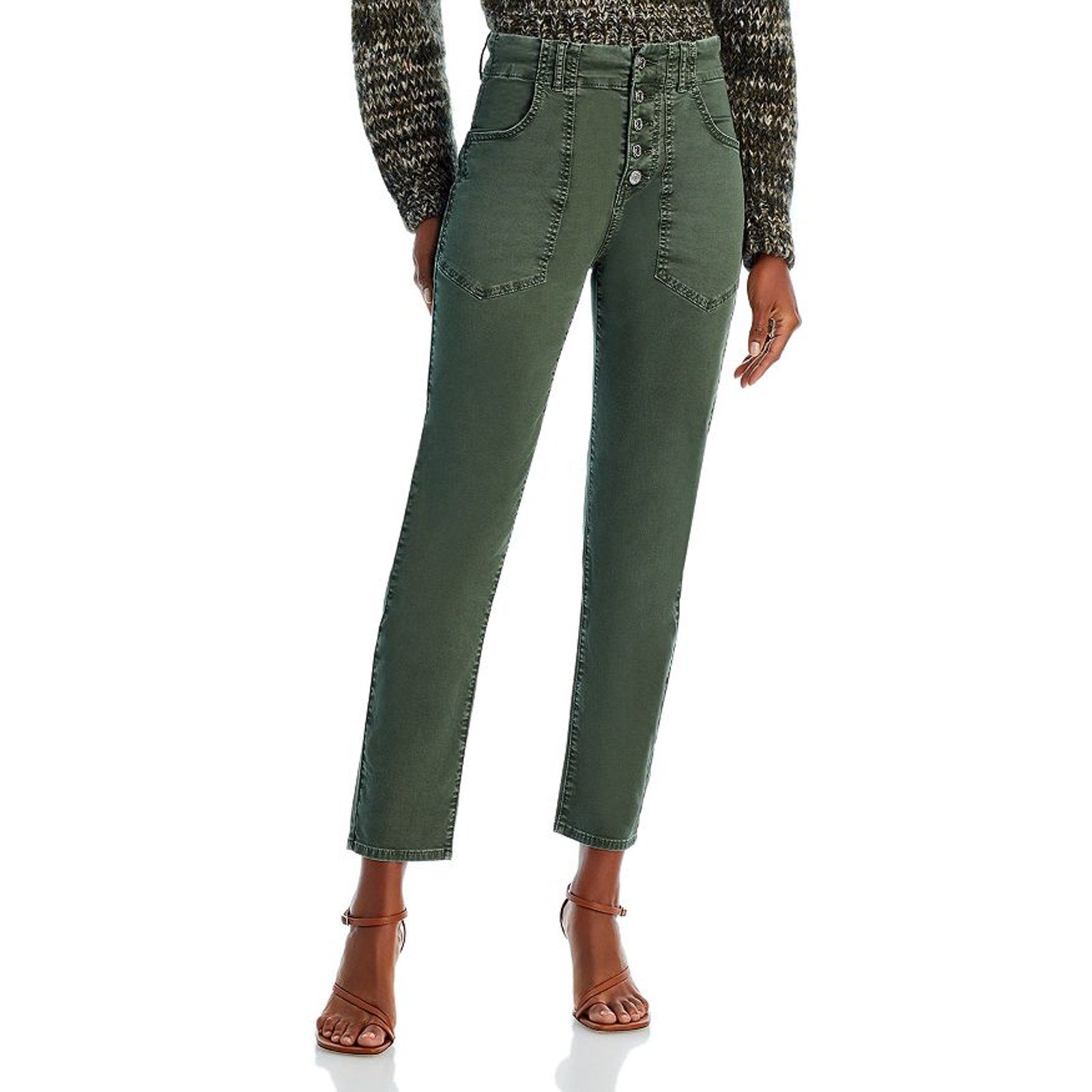Veronica Beard 'Arya' Green Cotton Straight Leg Cargo Pants Size 28