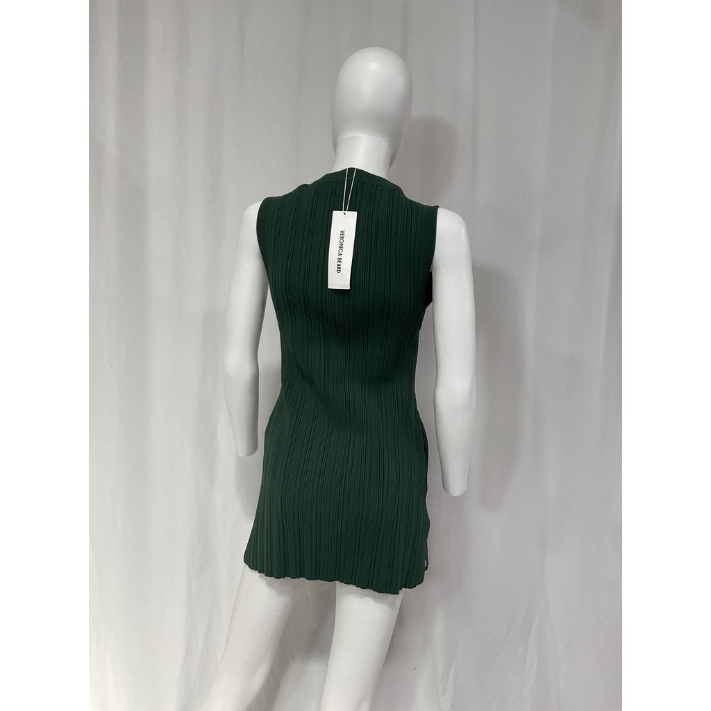 Veronica Beard 'Semma' Green Ribbed Tank Size L - NWT