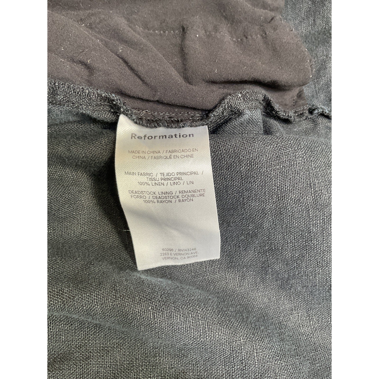 Reformation 'Charlotte' Black Linen Short Size L