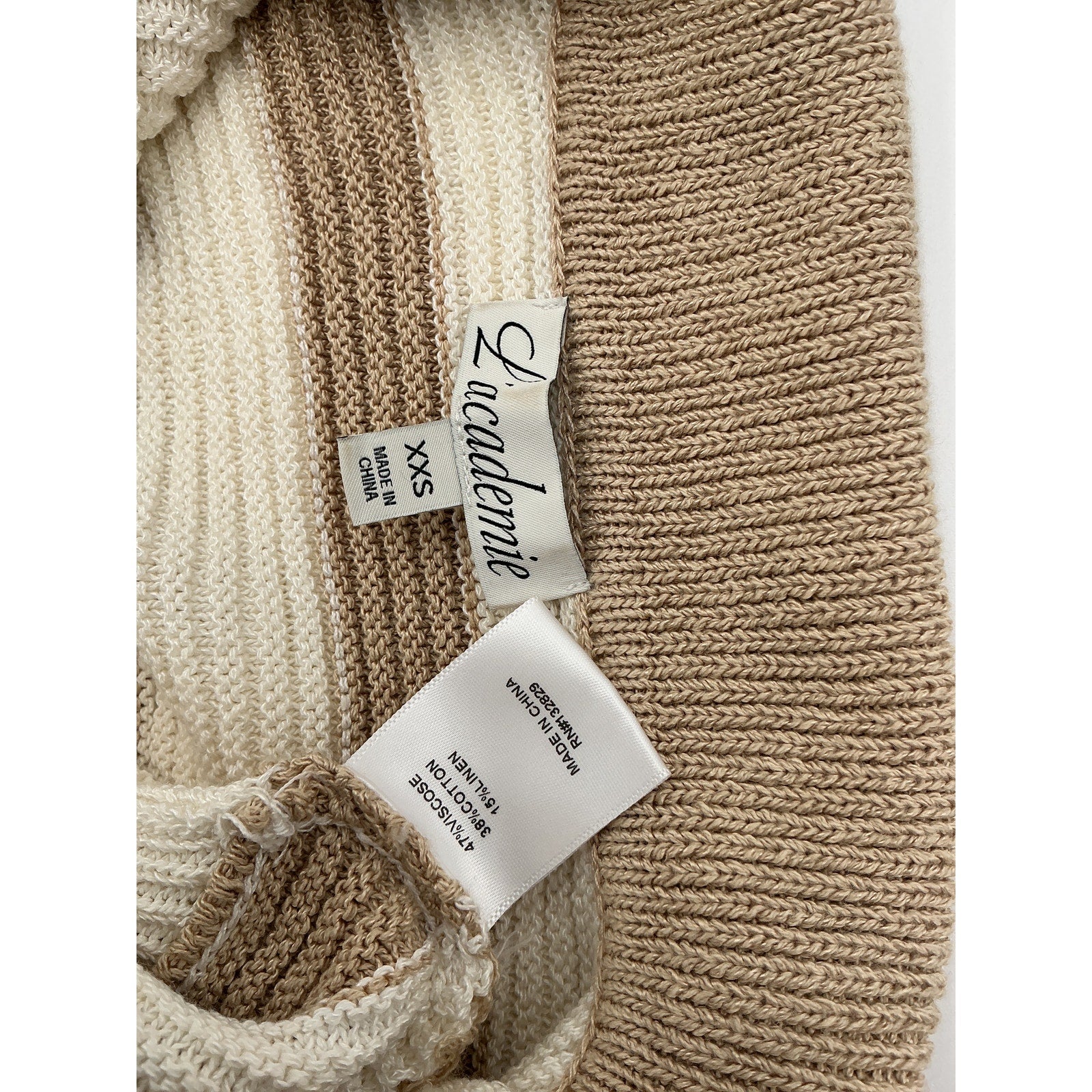 L'Academie 'By Marianna' Beige Viscose Drea Striped Knit Top Size XXS