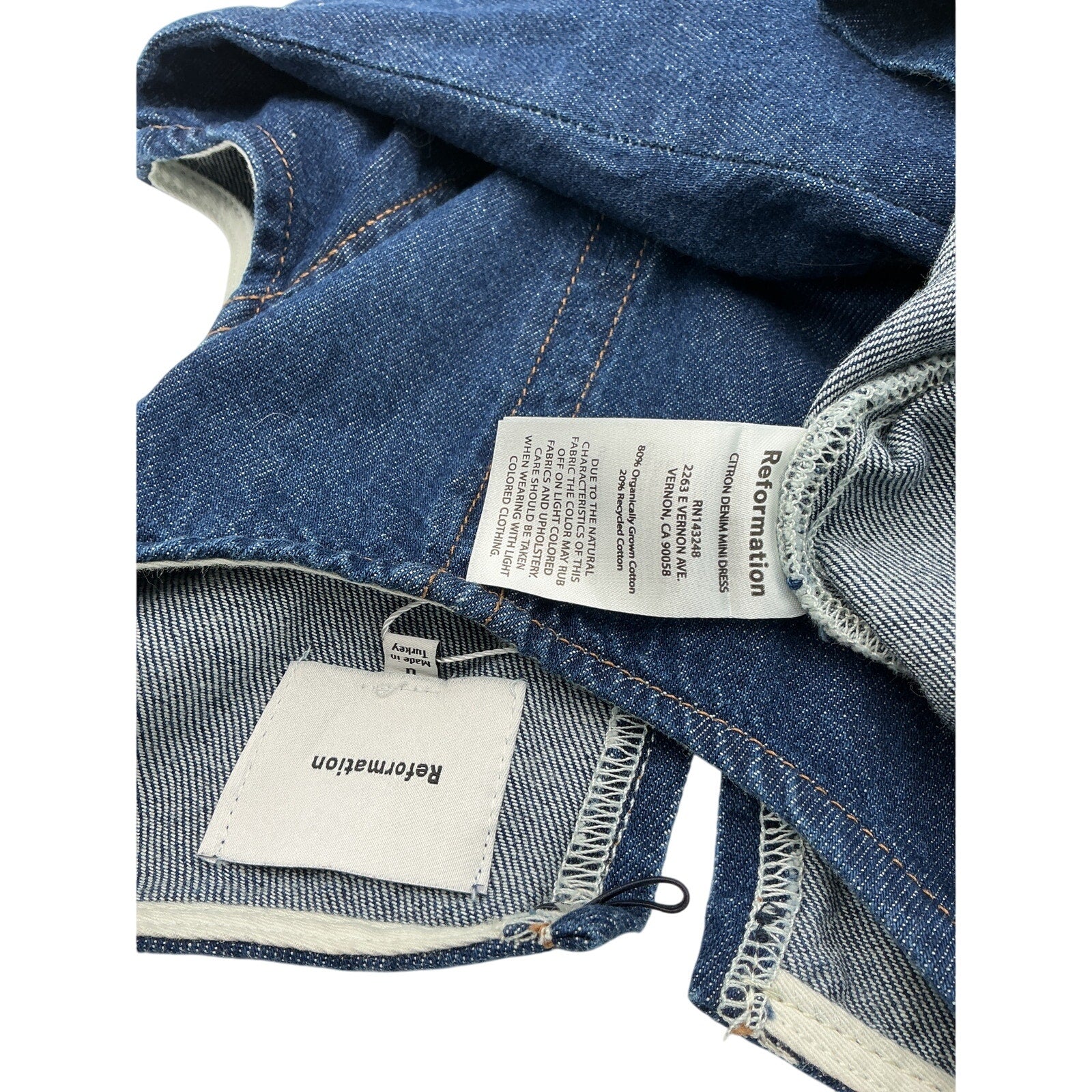 Reformation 'Citron' Blue Cotton Denim Mini Dress Size 0