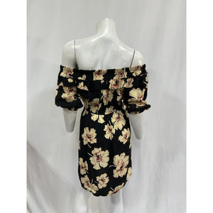 Ba&Sh 'Kiara' Black Viscose Floral Print Mini Dress Size XS