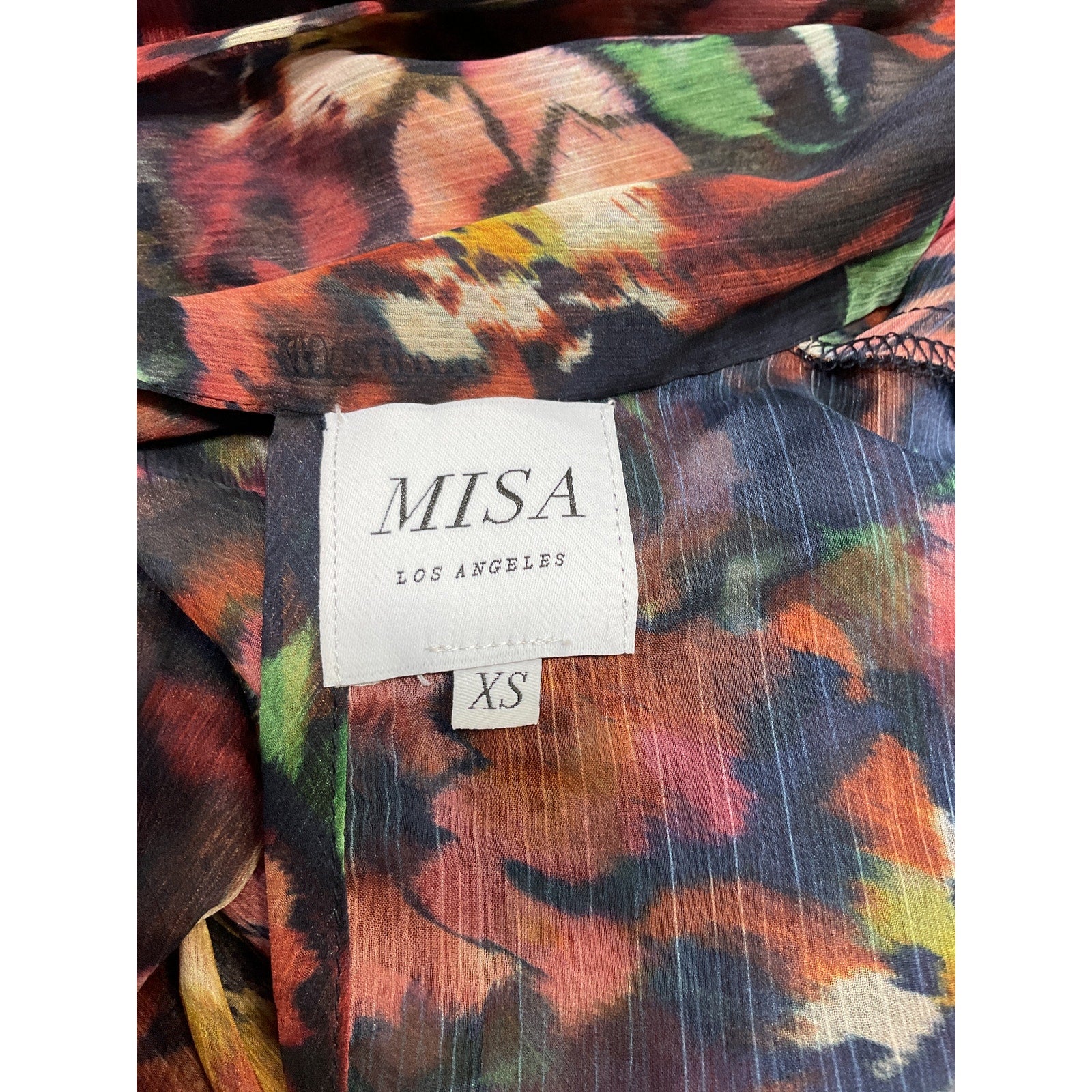 Misa Los Angeles 'Lulu' Black Chiffon Turtleneck Top Size XS