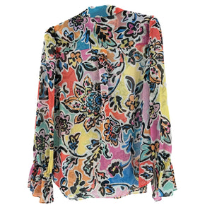 Milly Sheer Multicolor Lacey Rainbow Oasis Blouse Size M
