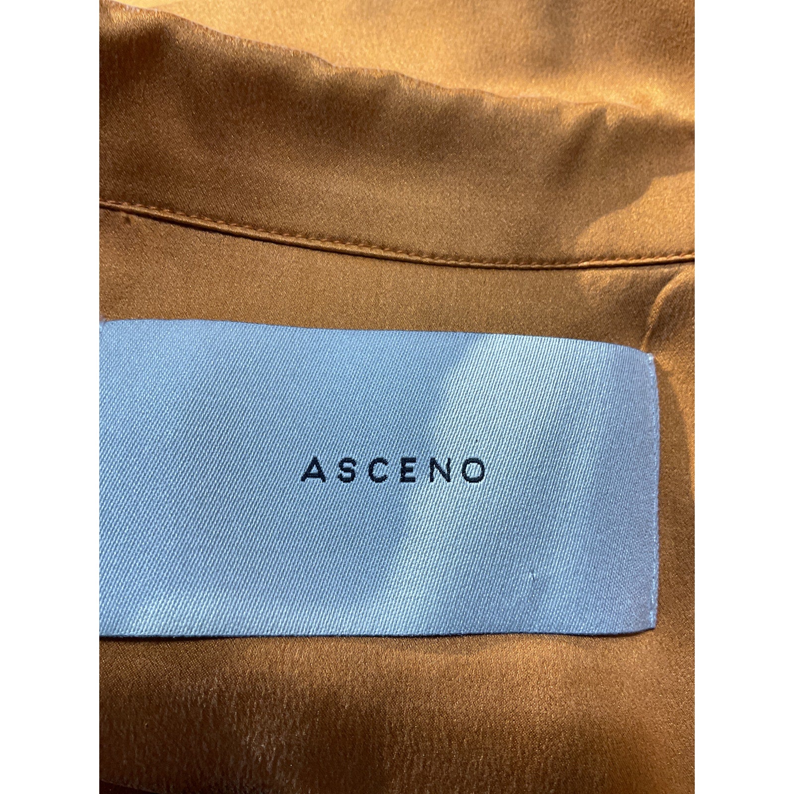 Asceno 'Prague' Orange Silk Satin Shirt Size S