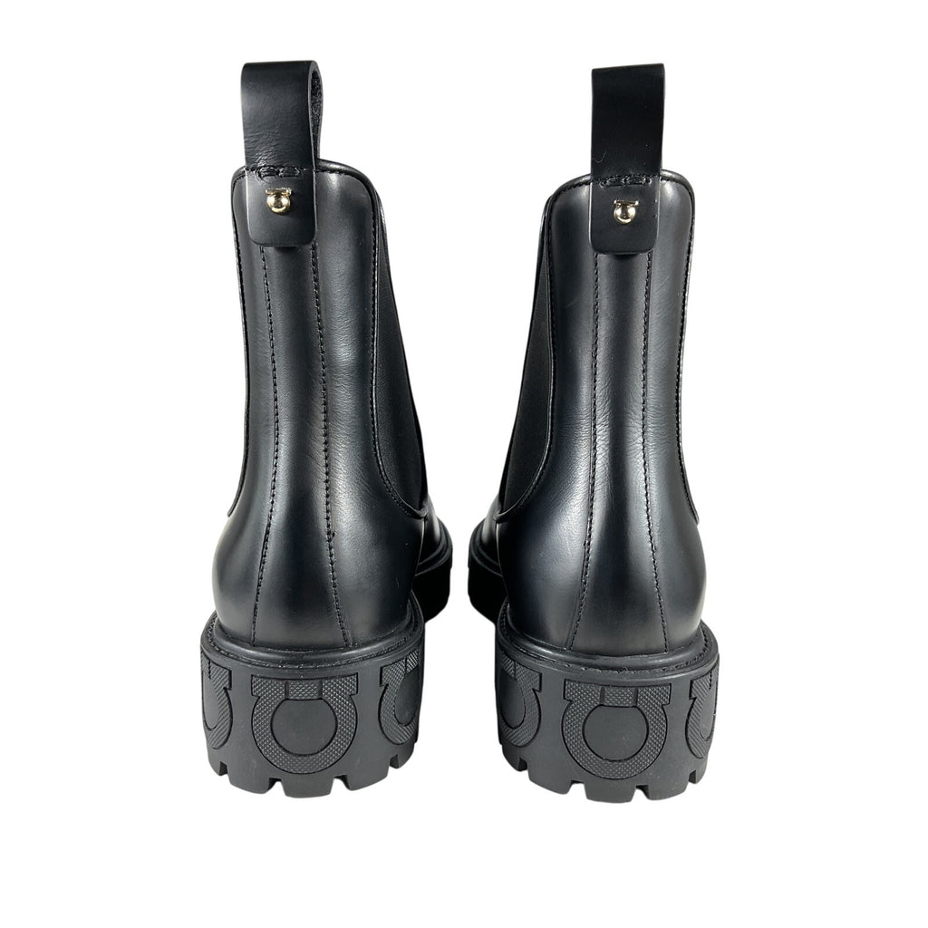 Ferragamo 'Varsi' Black Leather Chelsea Lug Bootie Size 6.5