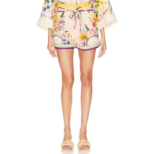 Agua Bendita Belted Floral Adisson Shorts Size M
