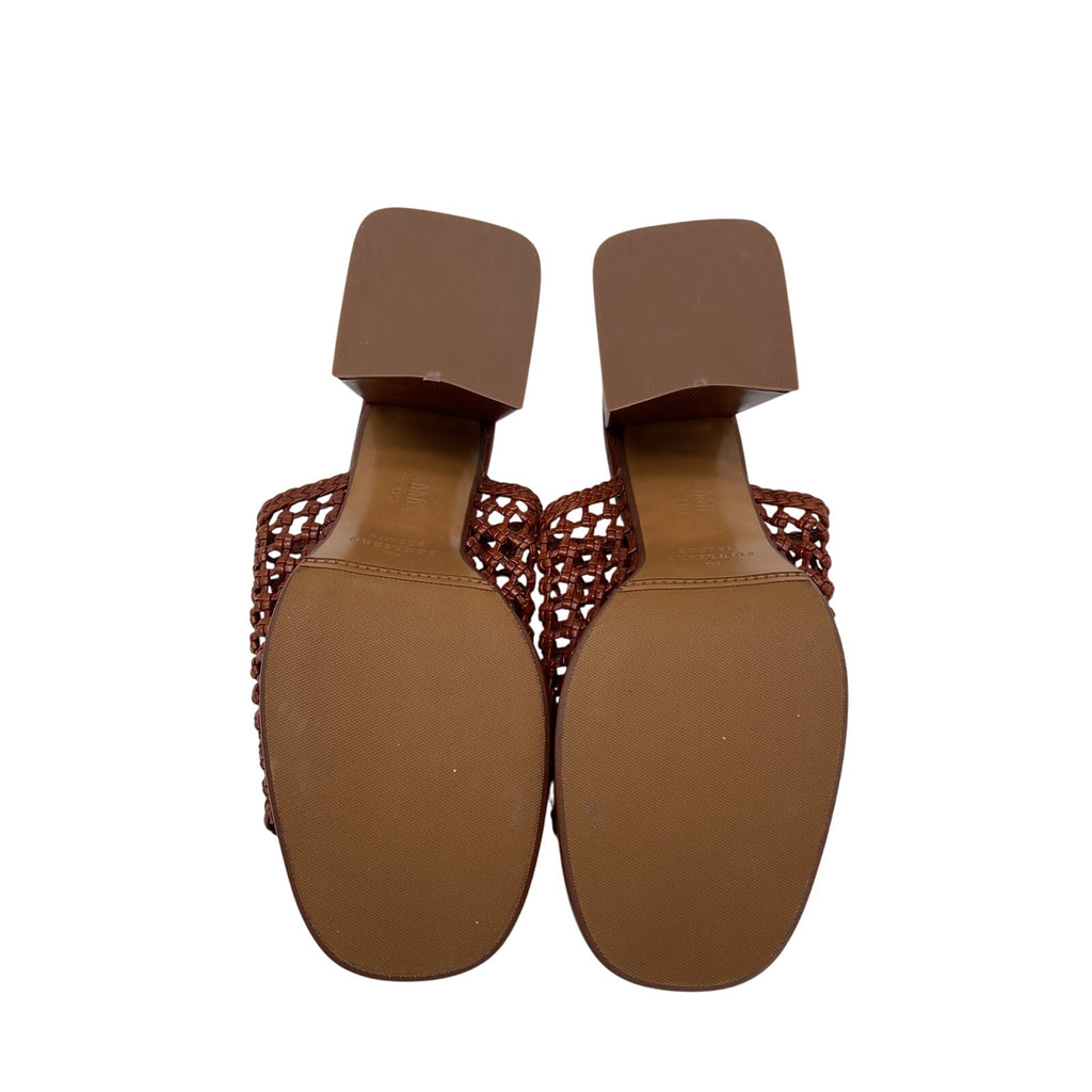 S�zane Brown Leather High Annalisa Mules Size 9