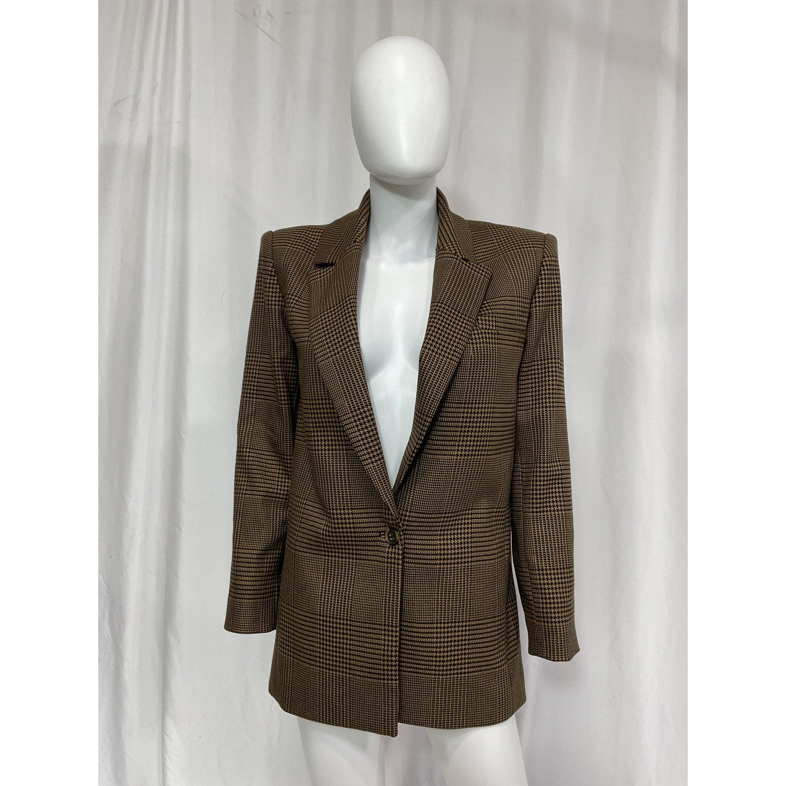 Alice + Olivia 'Colley' Brown Check Blazer Size 2