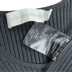 Simkhai Ribbed Black Colleen Cutout Midi Dress Size M