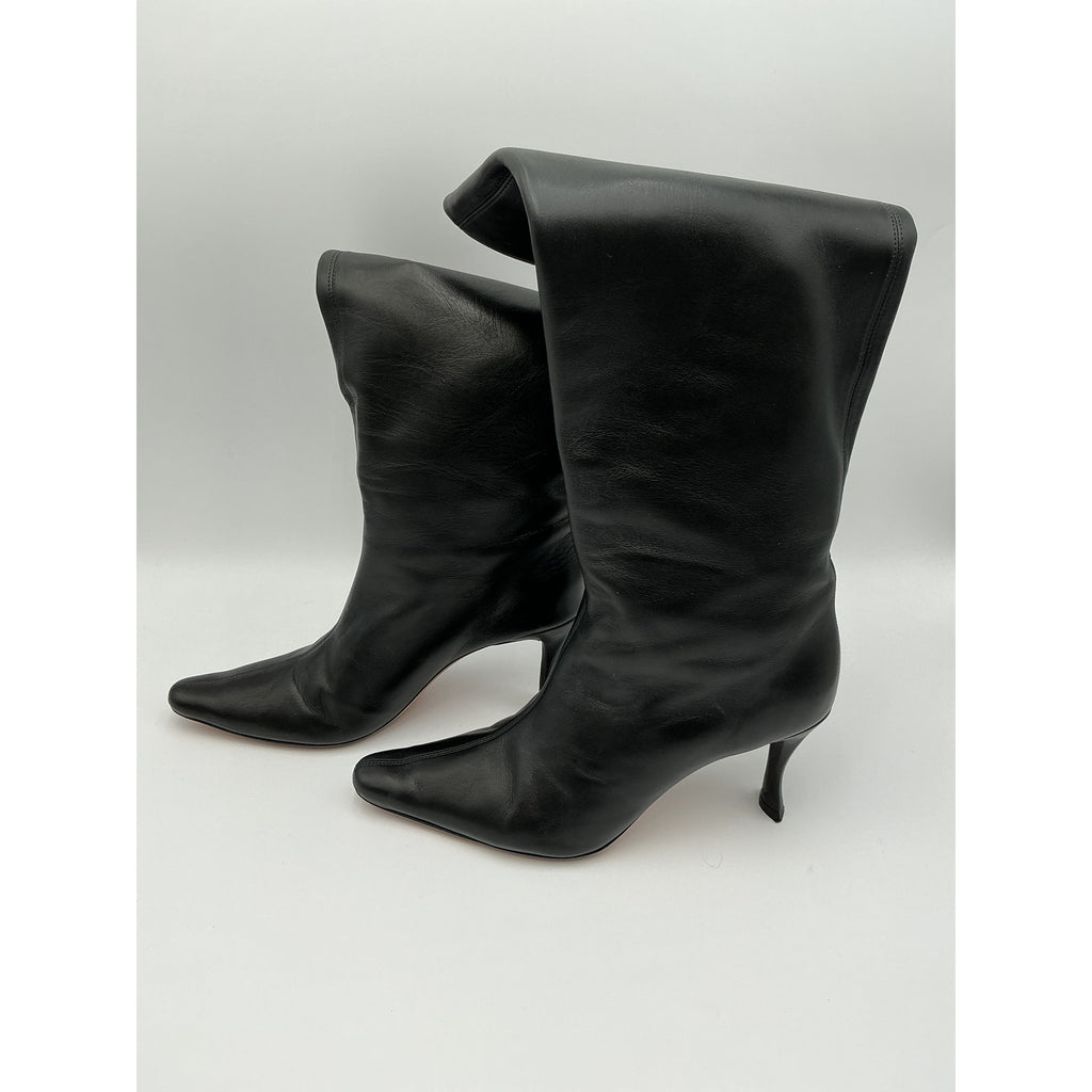 By Far 'Stevie 42' Black Leather Smooth Calf Leather Boots Size 11