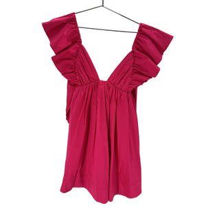 For Love & Lemons Ruffled Fuchsia Clementine Mini Dress Size XS