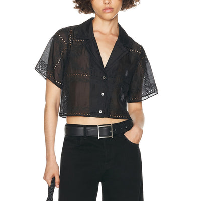 Helsa 'Handkerchief' Black Lyocell Camp Shirt Size XS